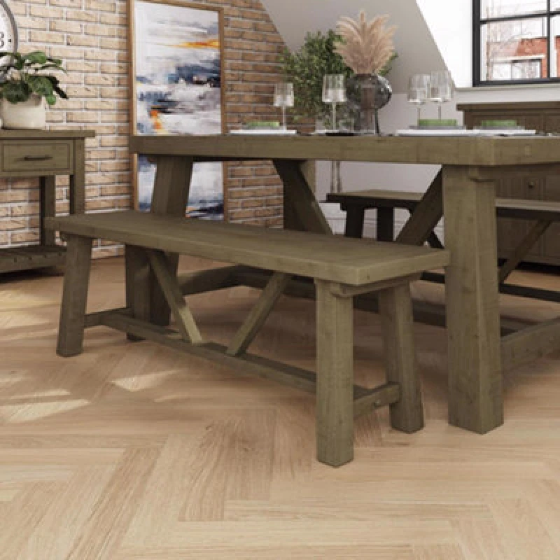 Image of FWStyle 1.4m Reclaimed Pine Dining Bench Eco Friendly Brown
