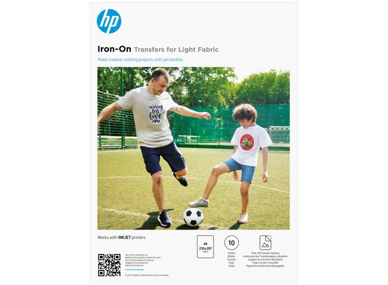 Image of HP Iron-On Transfers for Light Fabric A4 (210 x 297 mm) 10 sheets AA7N8A