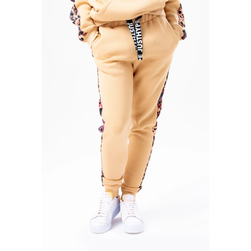 Image of JustHype UK - Old hype womens hazelnut animal print label joggers