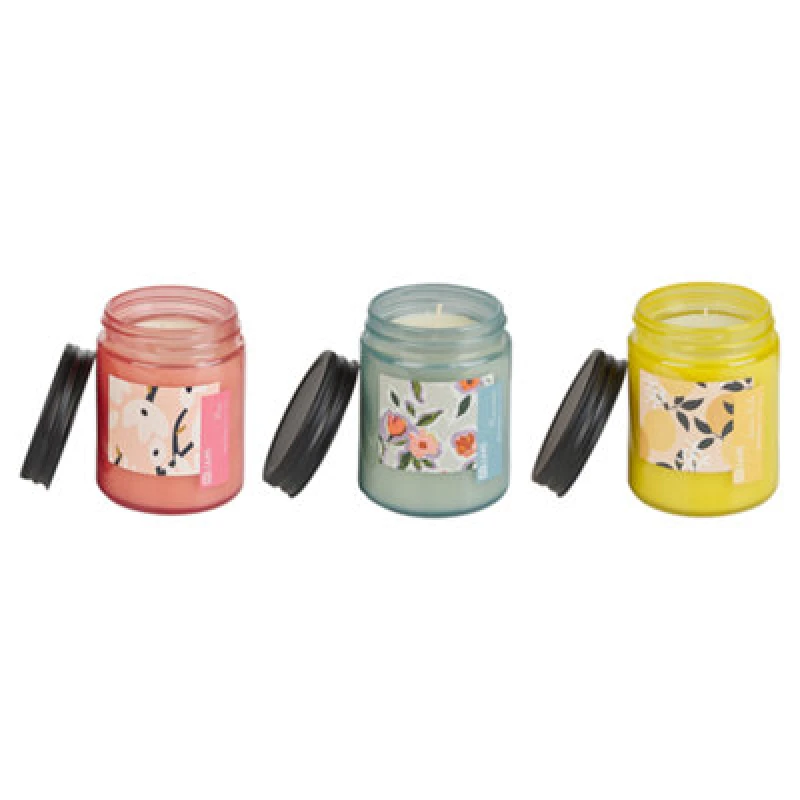 Image of Beliani Set Of 3 Scented Candles Fruity Bloom Soy Wax Oriental Notes Herb Notes Floral Notes