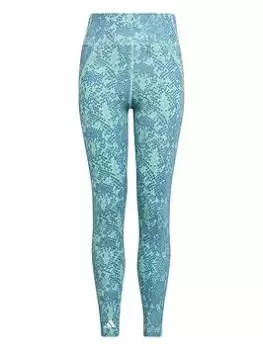 Image of adidas Junior Girls Training Icons Print Legging, Blue Multi, Size 14-15 Years