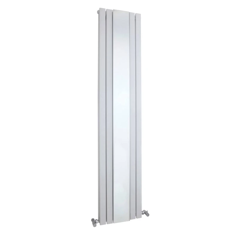 Image of Balterley Lucia Square Vertical 2 Panel Radiator & Mirror 1800x354mm Satin White White Unisex