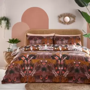 Image of Kaihalulu Floral Printed Reversible Duvet Cover Set Cocoaberry, Cocoaberry / Single
