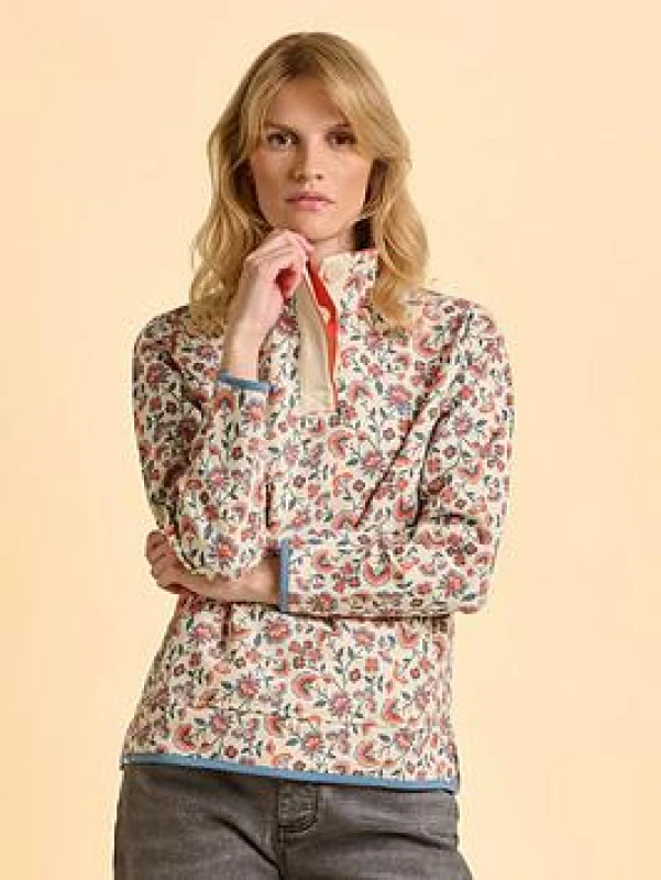 Image of Brakeburn Womens Colehill Quarter Zip Sweatshirt in Cream Size: 16 Cream Female 16