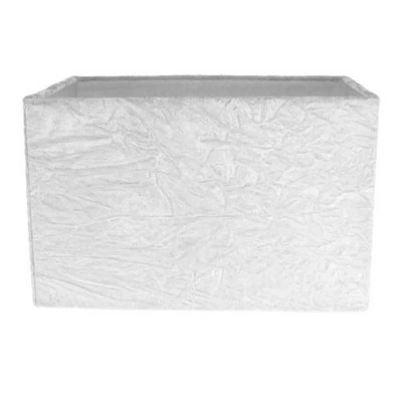 Image of Happy Homewares Contemporary Designer Arctic White Crushed Velvet Fabric Rectangular Lamp Shade