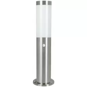 Image of Loops - IP44 Outdoor Bollard Light & pir Sensor Stainless Steel 12W E27 450mm Lamp Post