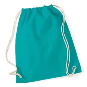 Image of Westford Mill Cotton Gymsac Bag - 12 Litres (Pack of 2) (One Size) (Emerald)