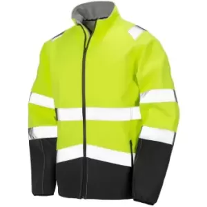 Image of Result Safeguard Mens Printable Safety Softshell Jacket (S) (Fluorescent Yellow/Black) - Fluorescent Yellow/Black