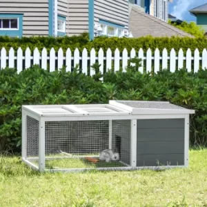 Image of PawHut Indoor Outdoor Wooden Rabbit Hutch Small Animal Cage Pet Run Cover, with UV-resistant Asphalt roof and Water-repellent Paint