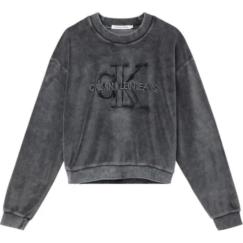 Image of Calvin Klein Jeans Washed Velvet Sweatshirt - CK BLACK BEH