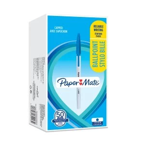 Image of Paper Mate Ballpoint Stick 1.0mm Pen Blue PK50