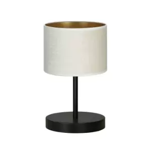 Image of Hilde Black Table Lamp with Round Shade with White Fabric Shades, 1x E27