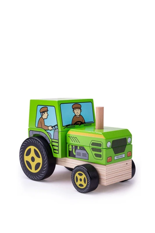 Image of Bigjigs Toys Stacking Tractor Toy in Green Green Unisex