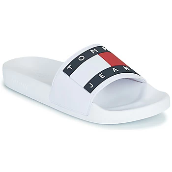 Image of Tommy Jeans TOMMY JEANS FLAG POOL SLIDE womens in White,5,6.5,3.5,4,5,6,6.5,7