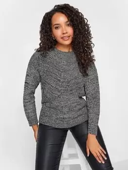Image of M&Co Funnel Neck Knitted Jumper - Monochrome, Black, Size 22-24, Women