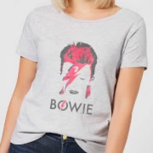 Image of David Bowie Aladdin Sane Distressed Womens T-Shirt - Grey - XL