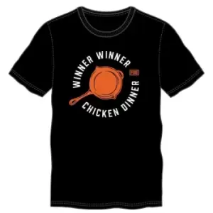 Image of Playerunknowns Battlegrounds (PUBG) T-Shirt Frying Pan Winner Winner Chicken Dinner Size S