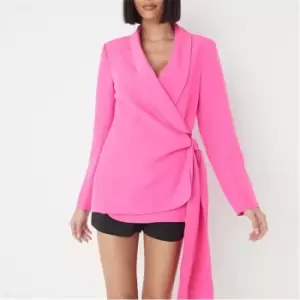 Image of Missguided Wrap Tie Tailored Blazer - Pink