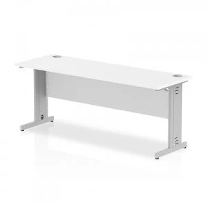 Image of Trexus Desk Rectangle Cable Managed Silver Leg 1800x600mm White Ref