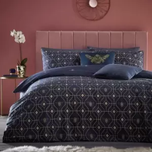 Image of Furn. Bee Deco King Duvet Cover Set Cotton Polyester Navy