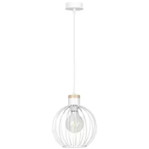 Image of Emibig Barbado White Wire Frame Pendant Ceiling Light 1x E27