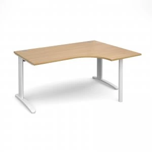 Image of TR10 Right Hand Ergonomic Desk 1600mm - White Frame Oak Top
