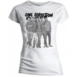 Image of One Direction Group Standing Blk & White Skinny TS: Small