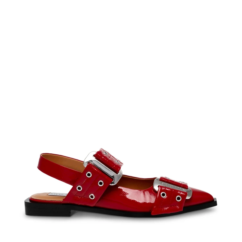Image of Steve Madden Grand Ave Buckle Ballet Pumps - Red Red 7