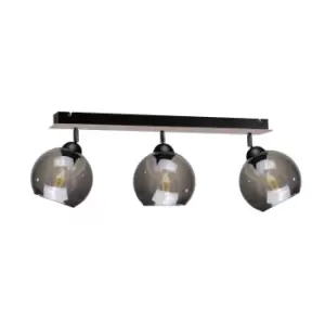 Image of Wood Ceiling Spotlight Bar Black, 60cm, 3x E27