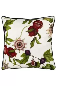 Image of Figaro Floral Printed Piped Velvet Cushion