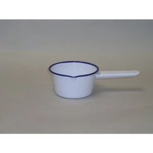Image of Falcon 14cm White Enamel Milk Pan White Blue Rim