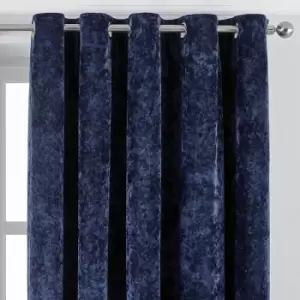 Image of Paoletti Verona Crushed Velvet Eyelet Curtains (46in x 54in) (Navy) - Navy