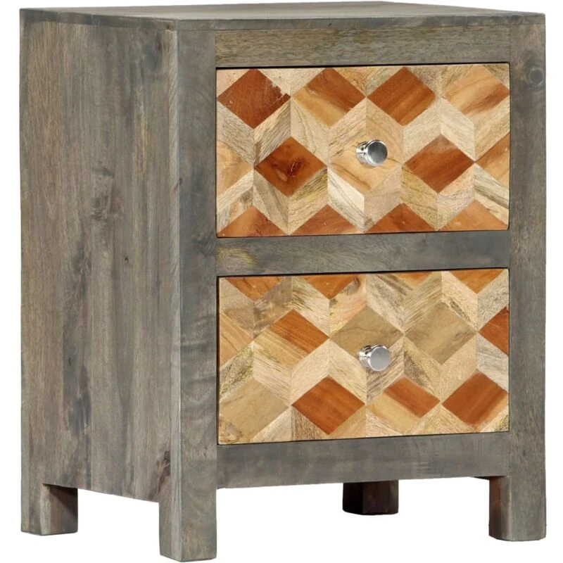 Image of VIDAXL Bedside Cabinet Grey 40x30x50cm Solid Mango Wood Vidaxl 282734