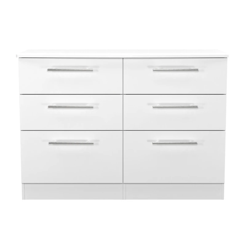Image of Ready Assembled 2 U Carlton 6 Drawer Wide Chest (Ready Assembled) in White Size: Large White Unisex Large