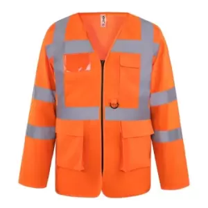 Image of Yoko Mens Executive Hi-Vis Long Sleeve Safety Waistcoat (S) (Hi Vis Orange)