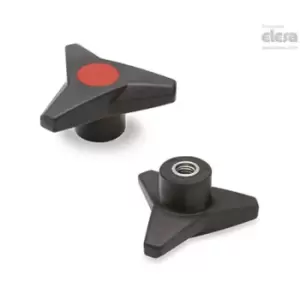 Image of ELESA Soft Three-arm knob-VB.839/63 SST-M8-Soft-C6 Red