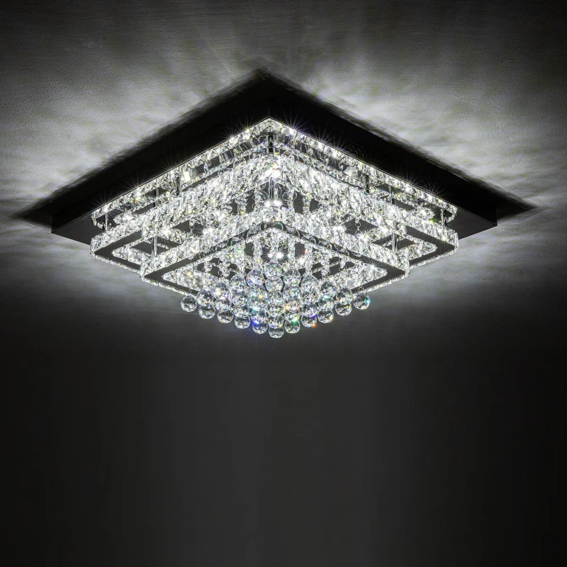 Image of Kabinet UK Modern Crystal LED Flush Mount Ceiling Light Silver unisex One size