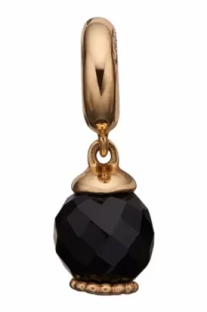 Image of Ladies Christina Gold Plated Sterling Silver Big Moving Onyx Bead Charm 623-G91