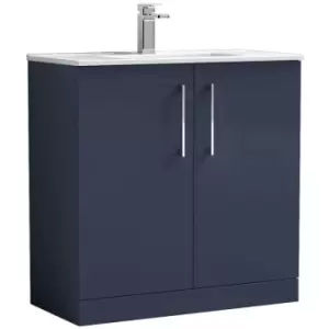 Image of Arno Matt Electric Blue 800mm 2 Door Vanity Unit with 18mm Profile Basin - ARN1705B - Electric Blue - Nuie