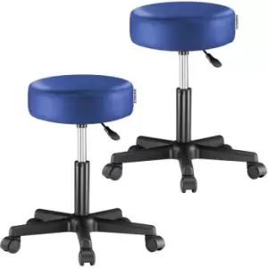 Image of Deuba Swivel Stool Adjustable Work Chair Hydraulic Seat PU Leather Thick Padding 2er Set blau (de)