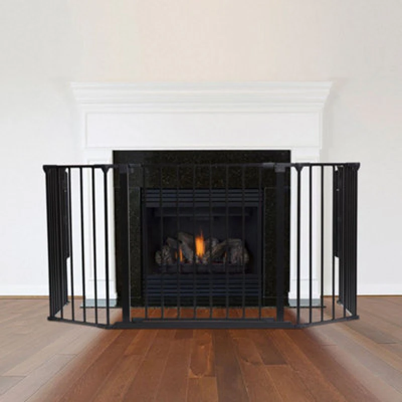 Image of Safetots Multi Panel Fire Surround, 62Cm Deep X 104Cm Wide, Black, 70Cm Tall, Child And Pet Safety, Baby And Toddler Fire Guard