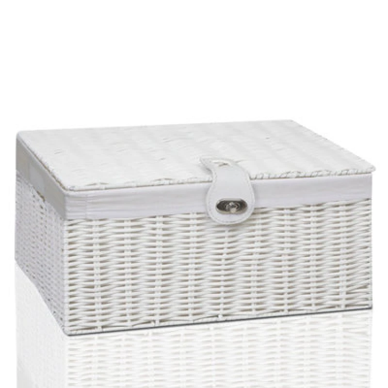 Image of ARPAN Clarisworld Resin Woven Hamper Basket Storage Chest Trunk Hamper/kids Toy With Lid, Lock And Removable Lining, W49 X D35 X H22Cm