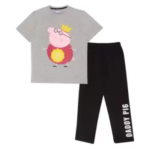 Image of Peppa Pig Mens WorldA's Best Dad Daddy Pig Pyjama Set (M) (Black/Heather Grey)
