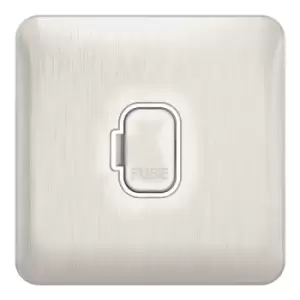 Image of Schneider Electric Lisse Screwless Deco - Unswitched Single Fused Connection Unit, 13A, GGBL5000WSS, Stainless Steel with White Insert