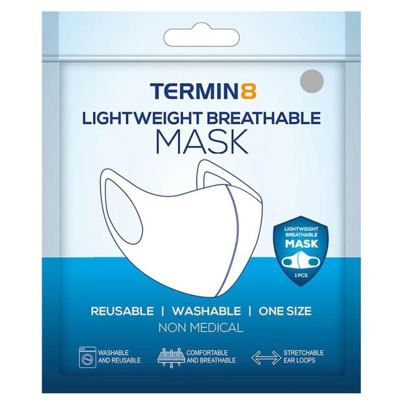 Image of Termin8 Termin8 Lightweight Breathable Reusable Face Mask - Grey