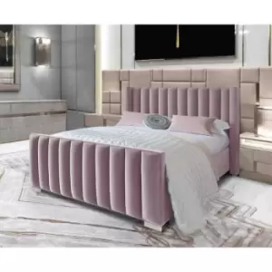Image of Melina Upholstered Beds - Plush Velvet, Single Size Frame, Pink - Pink