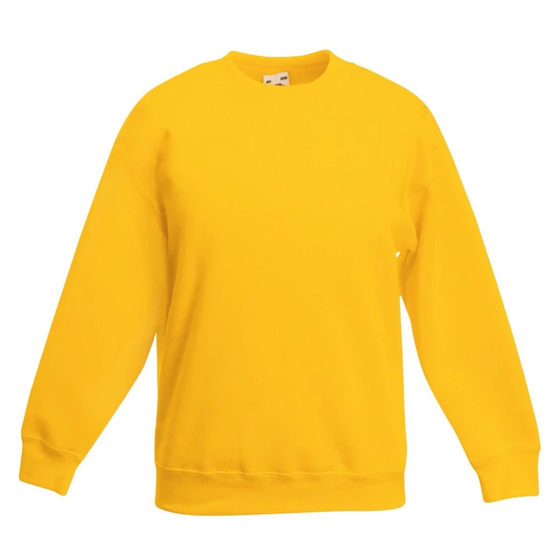 Image of Fruit of the Loom Premium 70 30 Sweatshirt in Yellow Size: 12-13 Years Yellow Unisex 12-13 Years