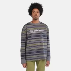 Image of Timberland Long-sleeve Striped Tee For Men In Dark Blue Dark Blue, Size M