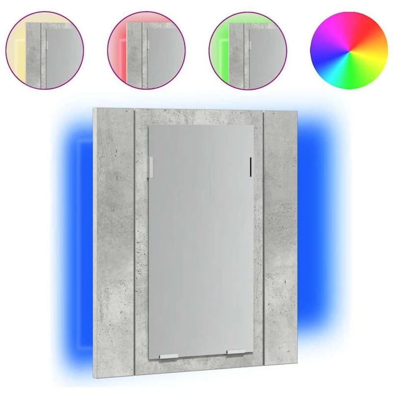 Image of VIDAXL LED Bathroom Mirror Cabinet Concrete Grey 40x12x45cm Acrylic Vidaxl 8720286221372