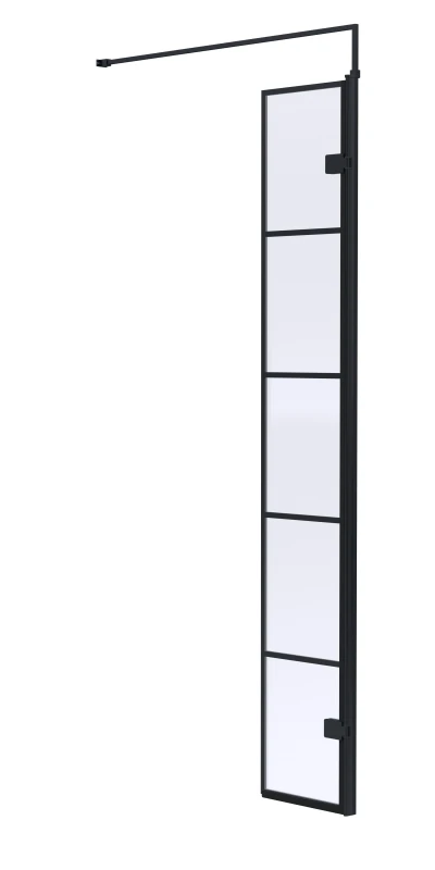 Image of Balterley 8mm Safety Glass Black Framed Wetroom Swing Screen - 300mm Black Unisex